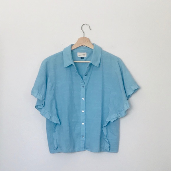 Universal Thread | Tops | Universal Thread Blue Large Ruffle Sleeve ...